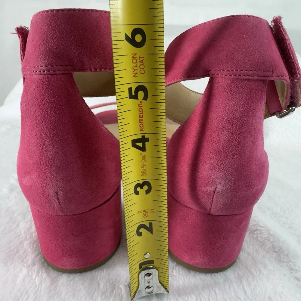 Franco Sarto L-Rosalina Open‎ Toe Pink Block Heel Women Sandals Size 9.5 M